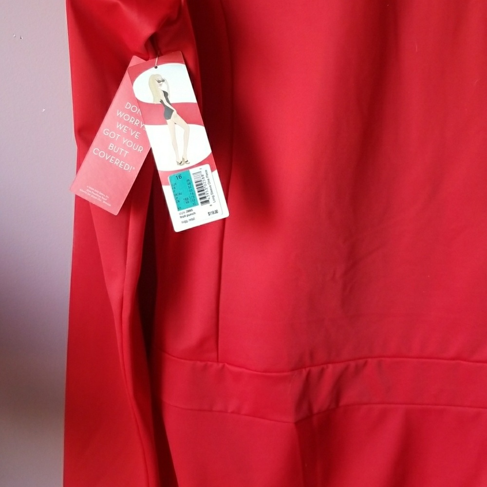 SPANX Long Sleeve Slimming Swimsuit Red - Picture 7 of 12